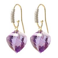 Amethyst and Diamond Drop Earrings 21.5ctw in 9ct Gold