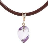 amethyst and diamond leather pendant necklace 1075ct in 9ct rose gold