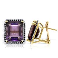 amethyst and diamond stud french clip halo earrings 112ctw in 9ct gold