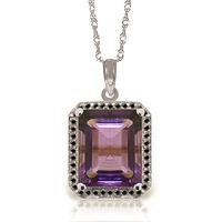 Amethyst and Diamond Halo Pendant Necklace 5.6ct in 9ct White Gold