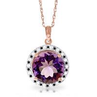 Amethyst and Diamond Halo Pendant Necklace 6.0ct in 9ct Rose Gold