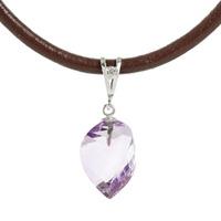 Amethyst and Diamond Leather Pendant Necklace 10.75ct in 9ct White Gold