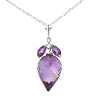 Amethyst Briolette Pendant Necklace 10.0ctw in 9ct White Gold