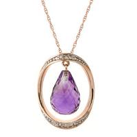 Amethyst and Diamond Pendant Necklace 9.5ct in 9ct Rose Gold