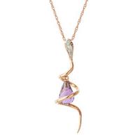 Amethyst and Diamond Serpent Pendant Necklace 2.25ct in 9ct Rose Gold