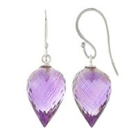 Amethyst Briolette Drop Earrings 19.0ctw in 9ct White Gold