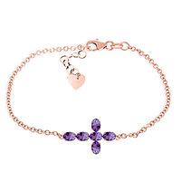 Amethyst Adjustable Cross Bracelet 1.7ctw in 9ct Rose Gold