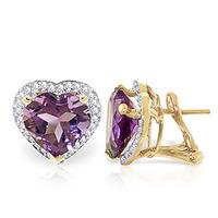 Amethyst and Diamond French Clip Halo Earrings 6.2ctw in 9ct Gold