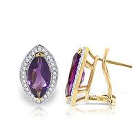 Amethyst and Diamond French Clip Halo Earrings 3.3ctw in 9ct Gold