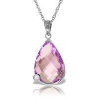 Amethyst and Diamond Chequer Pendant Necklace 5.0ct in 9ct White Gold