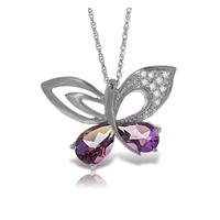 Amethyst and Diamond Butterfly Pendant Necklace 3.5ctw in 9ct White Gold