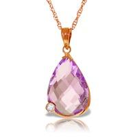 Amethyst and Diamond Chequer Pendant Necklace 5.0ct in 9ct Rose Gold