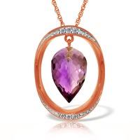 Amethyst and Diamond Pendant Necklace 9.5ct in 9ct Rose Gold