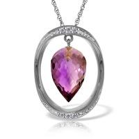 Amethyst and Diamond Pendant Necklace 9.5ct in 9ct White Gold