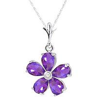 amethyst and diamond flower petal pendant necklace 22ctw in 9ct white  ...