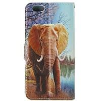 Animals Elephant Pattern PU Leather Flip Protective Case with Magnetic Snap and Card Slot for iPhone 5C