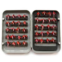 Anmuka 40pcs/lot Fly Fishing Lure Set Single Hook Artificial Insect Bait Trout Fly Fishing Hooks Tackle With Plastic Box