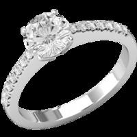 An exquisite solitaire diamond ring with shoulder stones in 18ct white gold (In stock)