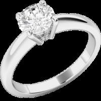 An elegant Round Brilliant Cut solitaire diamond ring in platinum (In stock)