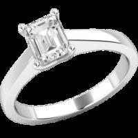 An elegant Emerald Cut solitaire diamond ring in platinum (In stock)