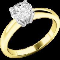 An elegant Round Brilliant Cut solitaire diamond ring in 18ct yellow & white gold (In stock)