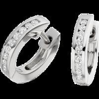 An elegant pair of Round Brilliant Cut diamond hoop earrings in 18ct white gold (In stock)