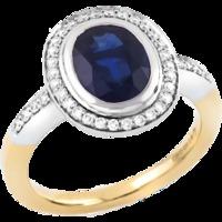 an elegant sapphire diamond cluster style ring in 18ct yellow white go ...