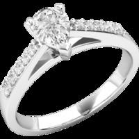 an elegant pear shaped diamond ring with shoulder stones in 18ct white ...