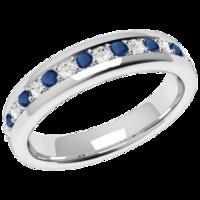 An elegant Round Brilliant Cut sapphire & diamond eternity ring in 18ct white gold (In stock)