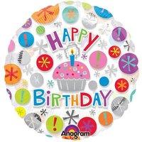 Anagram 18 Inch Circle Foil Balloon - Birthday Cupcake