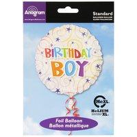 Anagram 18 Inch Circle Foil Balloon - Birthday Boy Swirls