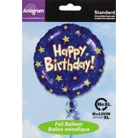 Anagram 18 Inch Circle Foil Balloon - Happy Birthday Stars