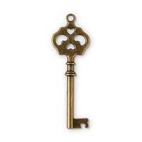 Antique Key Charm Style 4 - Double Hearts
