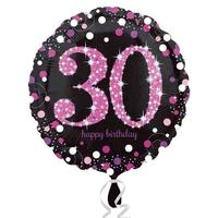 anagram 18 inch circle foil balloon pink celebration 30