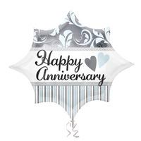 Anagram 18 Inch Junior Shape Foil Balloon - Elegant Happy Anniversary