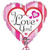 anagram 18 inch foil balloon pink stripes love you