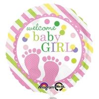 Anagram 18 Inch Circle Foil Balloon - Baby Feet Girl