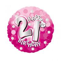 anagram 18 inch holo everts foil balloon birthday pink 21