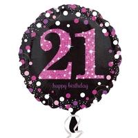 anagram 18 inch circle foil balloon pink celebration 21