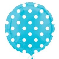 anagram 18 inch circle foil balloon caribbean blue dots