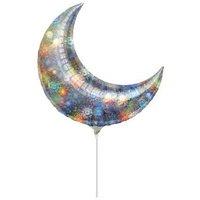 anagram 17 inch crescent foil balloon holo fireworks