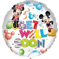 Anagram 18 Inch Circle Foil Balloon - Mickey & Minnie Get Well