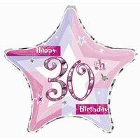 anagram 19 inch star foil balloon pink shimmer 30