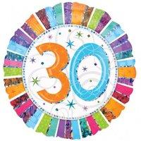 Anagram 18 Inch Circle Foil Balloon - Prismatic Radiant Birthday 30