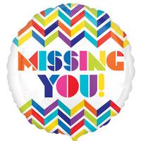 anagram 18 inch circle foil balloon multi chevron missing you