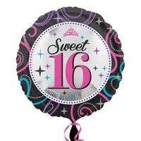 Anagram 18 Inch Circle Foil Balloon - Sweet 16 Sparkle