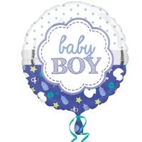 Anagram 18 Inch Circle Foil Balloon - Baby Boy Scallop