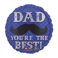 Anagram 18 Inch Circle Foil Balloon - Dapper Dad Moustache