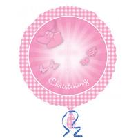 anagram 18 inch circle foil balloon christening booties pink