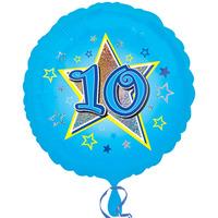 Anagram 18 Inch Circle Foil Balloon - Blue Stars 10 Holo